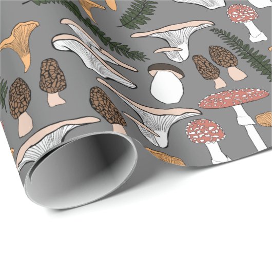おもしろいキノコのシダ模様の贈り物 ラッピングペーパー (ロールコーナー)