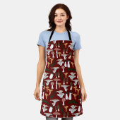 おもしろいキノコシダ模様 エプロン (着用した状態)