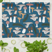 おもしろいキノコシダ模様 キッチンタオル (折り畳み)