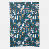 おもしろいキノコシダ模様 キッチンタオル (縦)