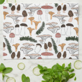 おもしろいキノコシダ模様 キッチンタオル (折り畳み)