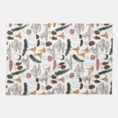 おもしろいキノコシダ模様 キッチンタオル (横)