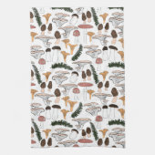 おもしろいキノコシダ模様 キッチンタオル (縦)