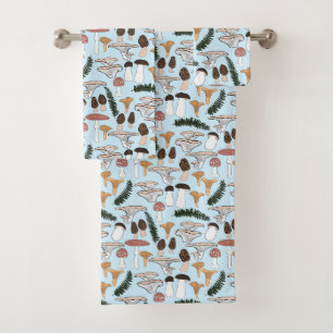 おもしろいキノコシダ模様 バスタオルセット