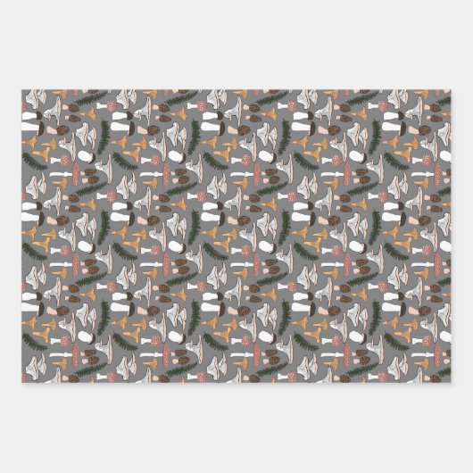 おもしろいキノコシダ模様 ラッピングペーパーシート (正面3)