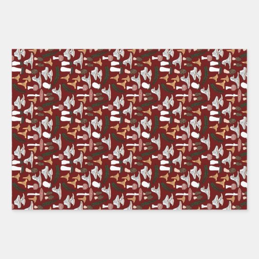 おもしろいキノコシダ模様 ラッピングペーパーシート (正面2)