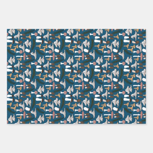 おもしろいキノコシダ模様 ラッピングペーパーシート (正面)