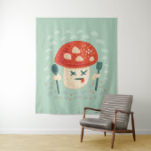 おもしろいキノコ食品キャラクター風変わり臭 タペストリー (インサイチュ)