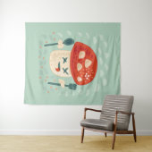 おもしろいキノコ食品キャラクター風変わり臭 タペストリー (インサイチュ(横))