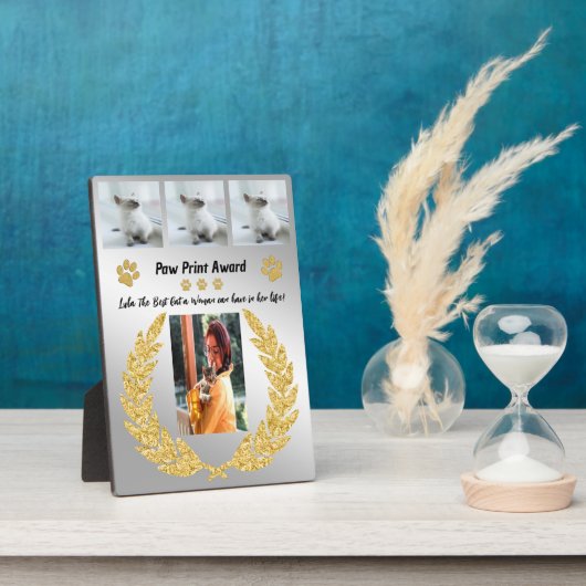 おもしろいキャットアワード金ゴールドダイヤモンドリース4枚 フォトプラーク (側面)