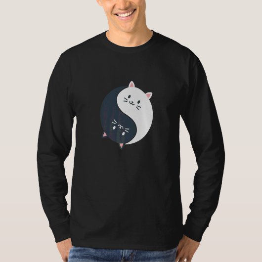 おもしろいキャットインアンドヤン Tシャツ (正面)
