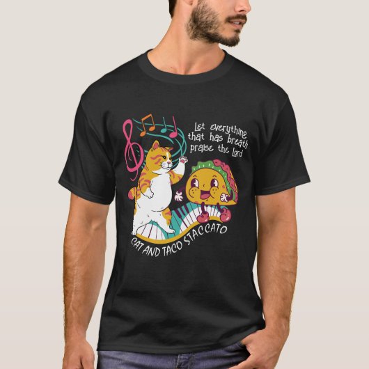 おもしろいキャットタコスタカトクリスチャン Tシャツ (正面)