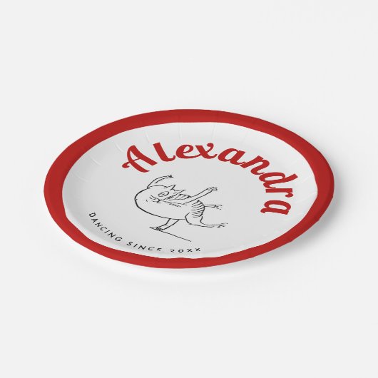 おもしろいキャットダンス赤と白バレリナエドワードリア ペーパープレート (アングル)