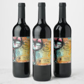 おもしろいキャットモダンスタイル ワインラベル (ボトル)