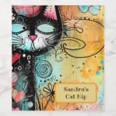 おもしろいキャットモダンスタイル ワインラベル (シングルラベル)