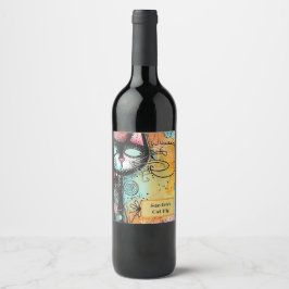 おもしろいキャットモダンスタイル ワインラベル
