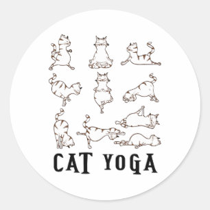 おもしろいキャットヨガギフトTシャツ ラウンドシール