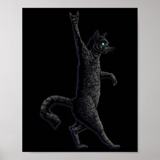 おもしろいキャットロックオンロックアンドロール – Concert Band Tees ポスター (正面)