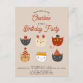 おもしろいキャッパーソナライズされたト1歳の誕生日パーティの招待状 ポストカード (正面)