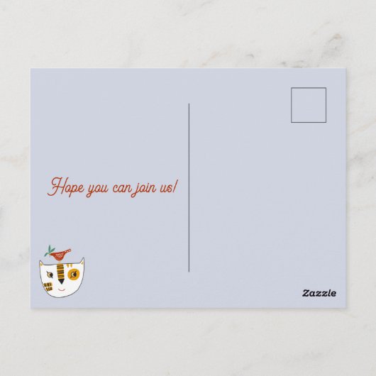 おもしろいキャッパーソナライズされたト1歳の誕生日パーティの招待状 ポストカード (裏面)