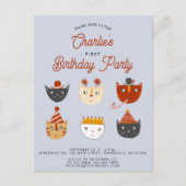 おもしろいキャッパーソナライズされたト1歳の誕生日パーティの招待状 ポストカード (正面)