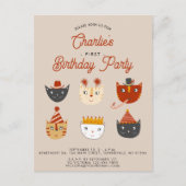 おもしろいキャッパーソナライズされたト1歳の誕生日パーティの招待状 ポストカード (正面)