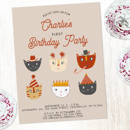 おもしろいキャッパーソナライズされたト1歳の誕生日パーティの招待状 ポストカード