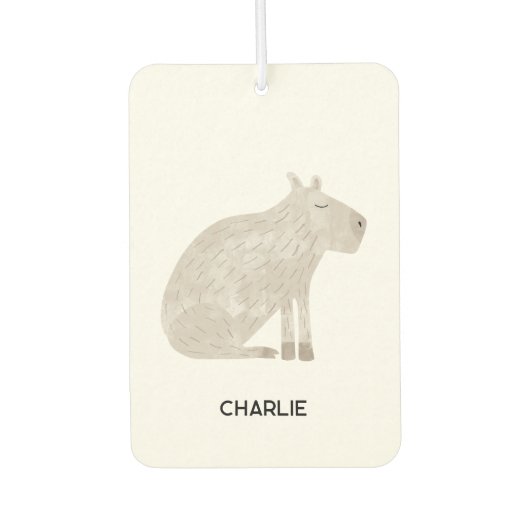 おもしろいキャピバパーソナライズされたラ名 カーエアーフレッシュナー (正面)