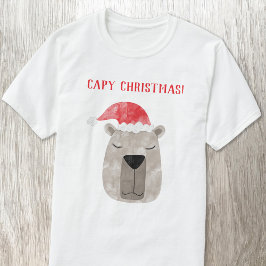 おもしろいキャピバラパーソナライズされたクリスマス Tシャツ