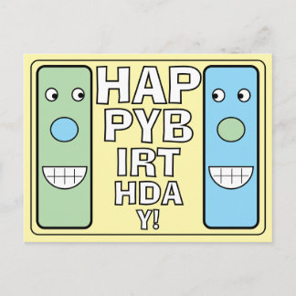 おもしろいキャラクターの顔 誕生日おめでとう ポストカード