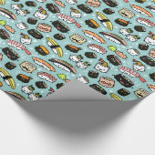 おもしろいキャラクターパターン（の模様が）あるかわいいかわいい ラッピングペーパー (角)