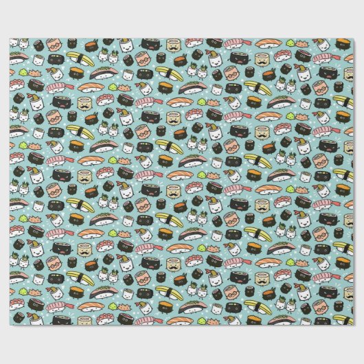 おもしろいキャラクターパターン（の模様が）あるかわいいかわいい ラッピングペーパー (フラット)