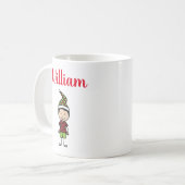 おもしろいキャラクターパーソナライズされたの祝日名の子供 コーヒーマグカップ (正面左)