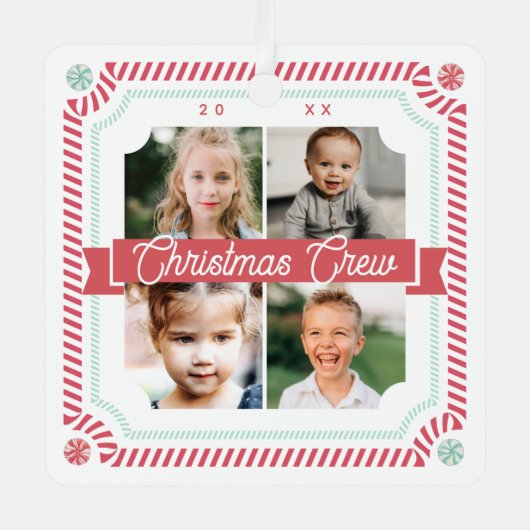 おもしろいキャンディクリスマスクルーCandy Cavee 4フォトフレーム メタルオーナメント (正面)