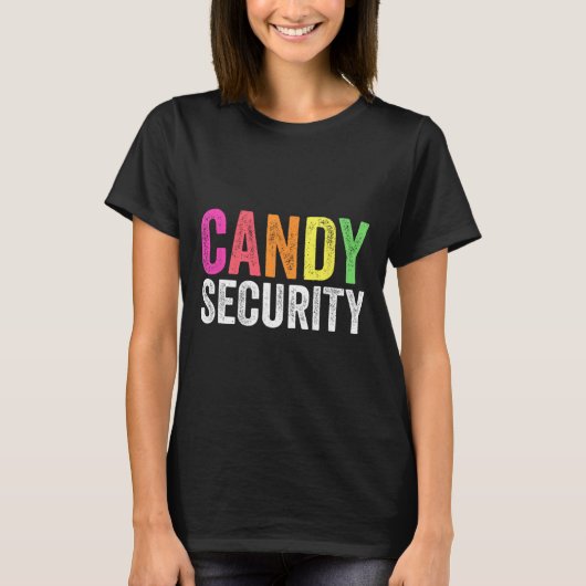 おもしろいキャンディセキュリティハロウィーンの衣装 Tシャツ (正面)