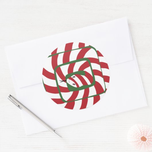 おもしろいキャンディーケインレッドストライプの抽象芸術ヘビ ラウンドシール (封筒)