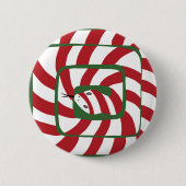 おもしろいキャンディーケインレッドストライプの抽象芸術ヘビ 缶バッジ (正面)
