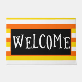 おもしろいキャンディーコーンオレンジブラックハロウィンウェルカム ドアマット