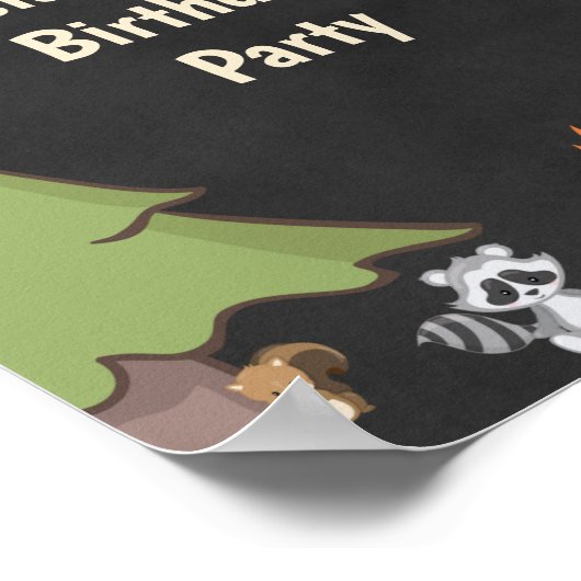 おもしろいキャンプアウトバースデーパーティーサイン ポスター (角)