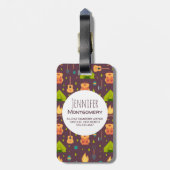 おもしろいキャンプ自然をテーマにしたパターン ラゲッジタグ (裏面縦)