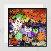 おもしろいキュイ不気味幽霊ハロウィーン シーズンカード (正面/裏面)
