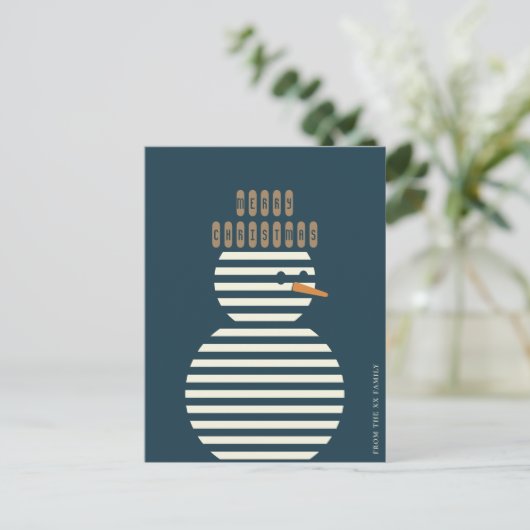 おもしろいキュイ霜の降りた雪だるまモダンハガキ シーズンポストカード (スタンド正面)