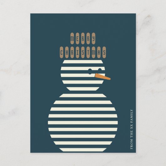 おもしろいキュイ霜の降りた雪だるまモダンハガキ シーズンポストカード (正面)