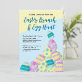 おもしろいキュートイースターエッグ狩りカラフル春 招待状 (スタンド正面)