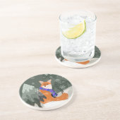 おもしろいキュートウィンターキツネコースター コースター (側面)