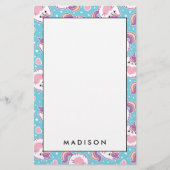 おもしろいキュートチャビーキッチユニコーン子猫 便箋 (正面)