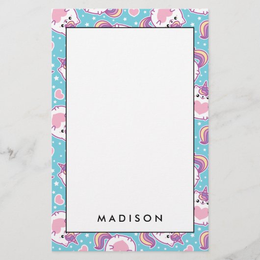 おもしろいキュートチャビーキッチユニコーン子猫 便箋 (正面)