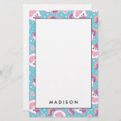 おもしろいキュートチャビーキッチユニコーン子猫 便箋 (正面/裏面)