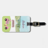 おもしろいキラキラしたシーンゴルフプレーヤーカート ラゲッジタグ (正面横)