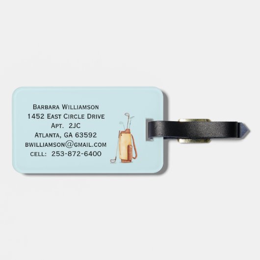 おもしろいキラキラしたシーンゴルフプレーヤーカート ラゲッジタグ (裏面横)